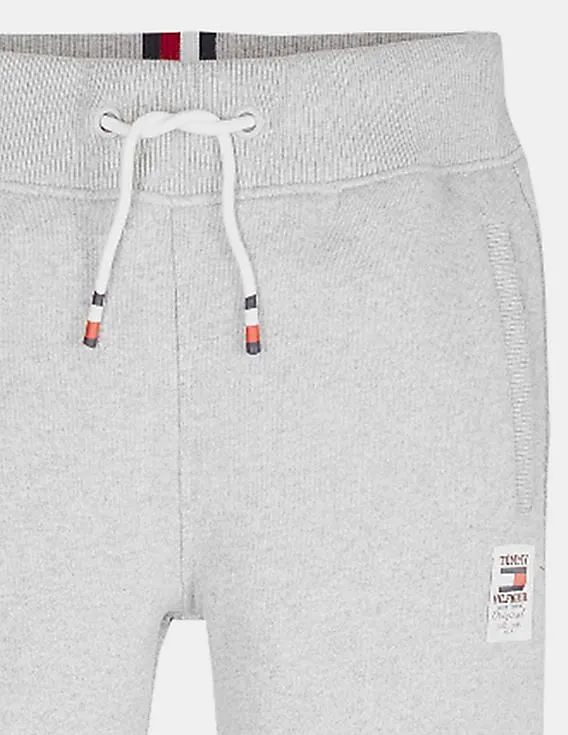 Tommy Hilfiger Kids Boys Grey Ribbed Waist Heathered Joggers