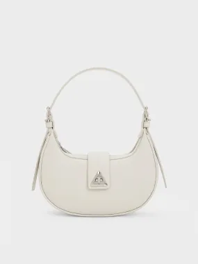 Trice Metallic Accent Belted Shoulder Bag - Chalk