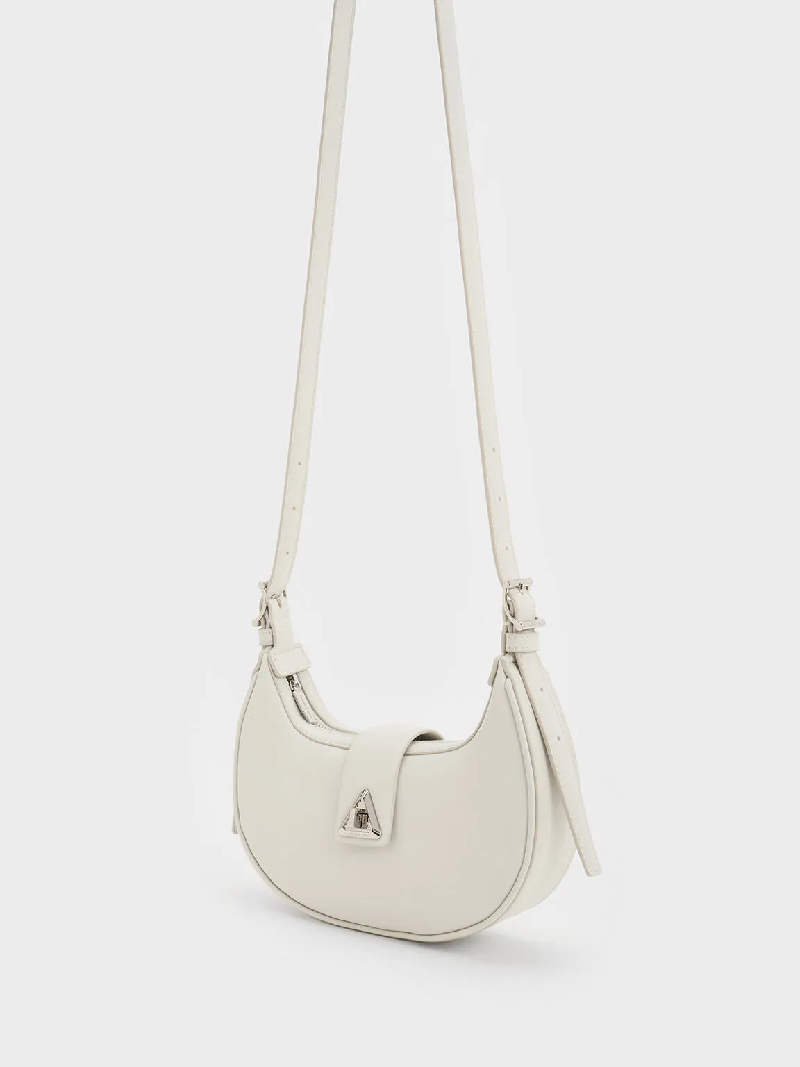 Trice Metallic Accent Belted Shoulder Bag - Chalk