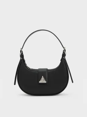 Trice Metallic Accent Belted Shoulder Bag - Noir