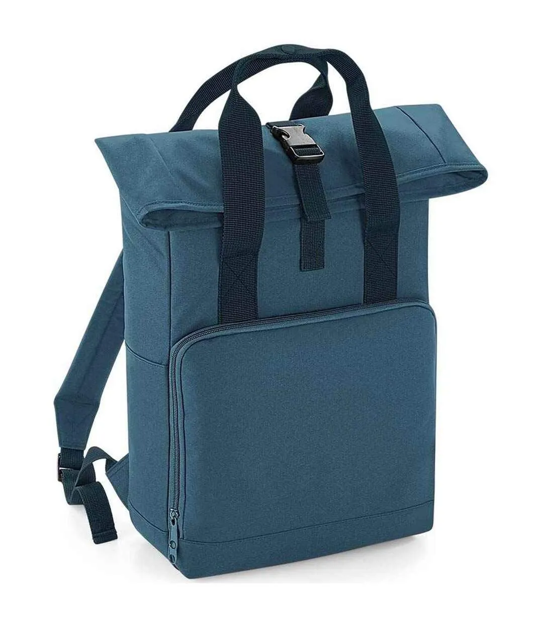 Unisex adult roll top twin handle backpack one size airforce blue Bagbase