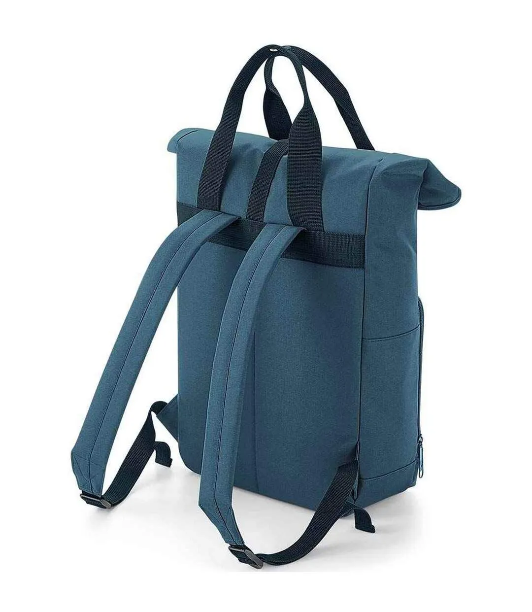 Unisex adult roll top twin handle backpack one size airforce blue Bagbase