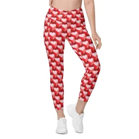 Valentine's Day Heart Crossover Leggings With Pockets