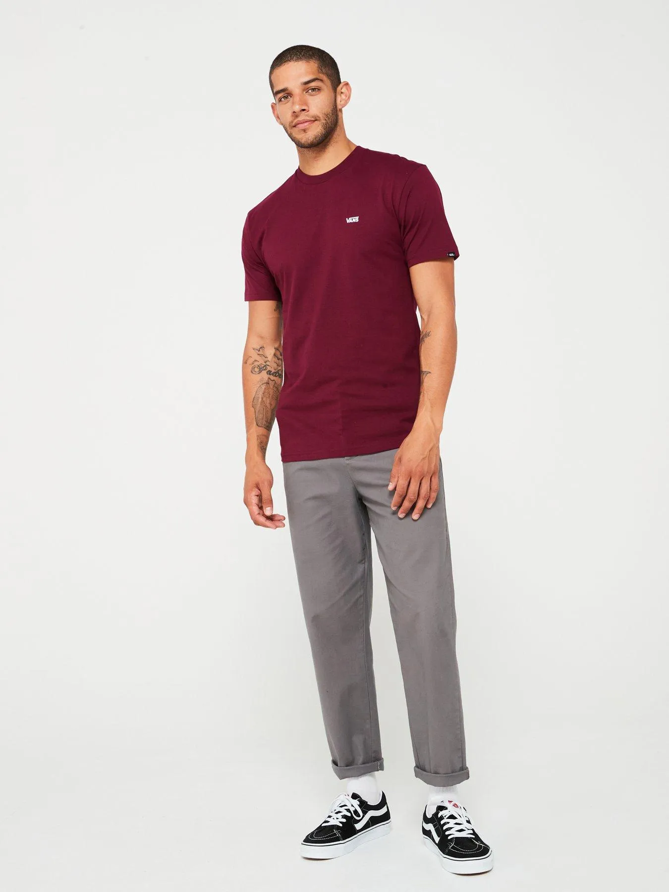 Vans Men's Left Chest Logo T-Shirt - Burgundy