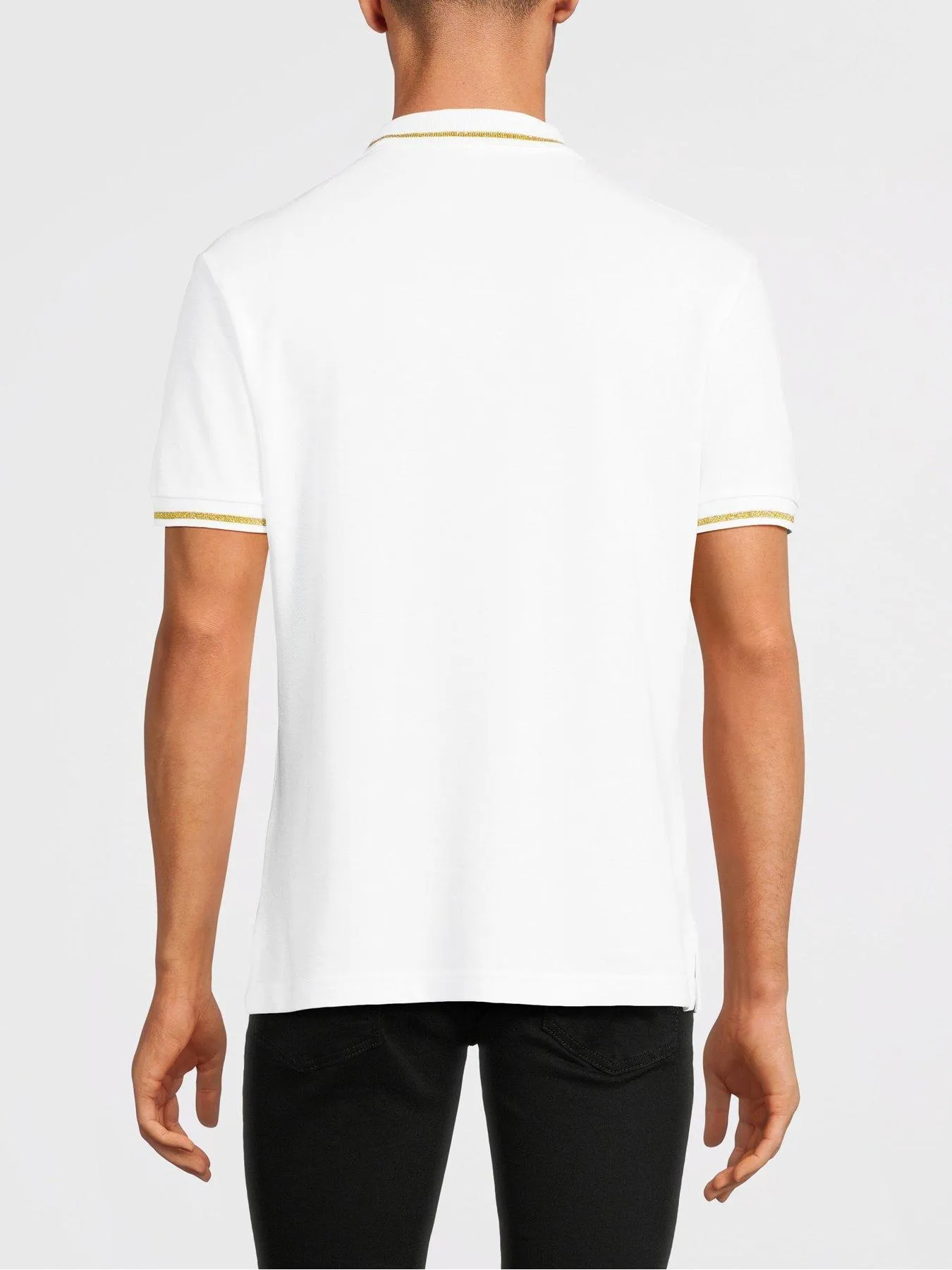 Versace Jeans Couture Gold Embroided Logo Pique Polo Shirt - White