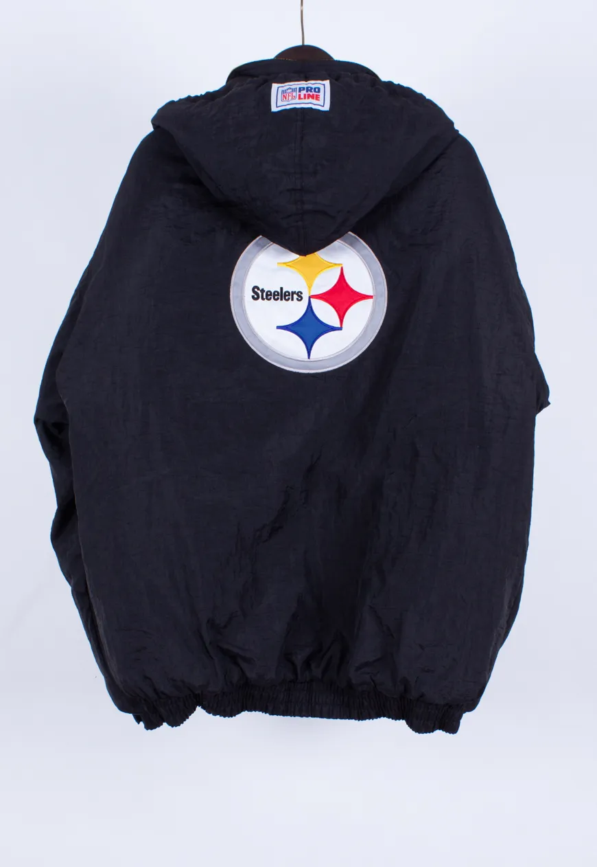 Vintage 90s Reebok Padded Jacket NFL Steelers | Vintage Clothing Online