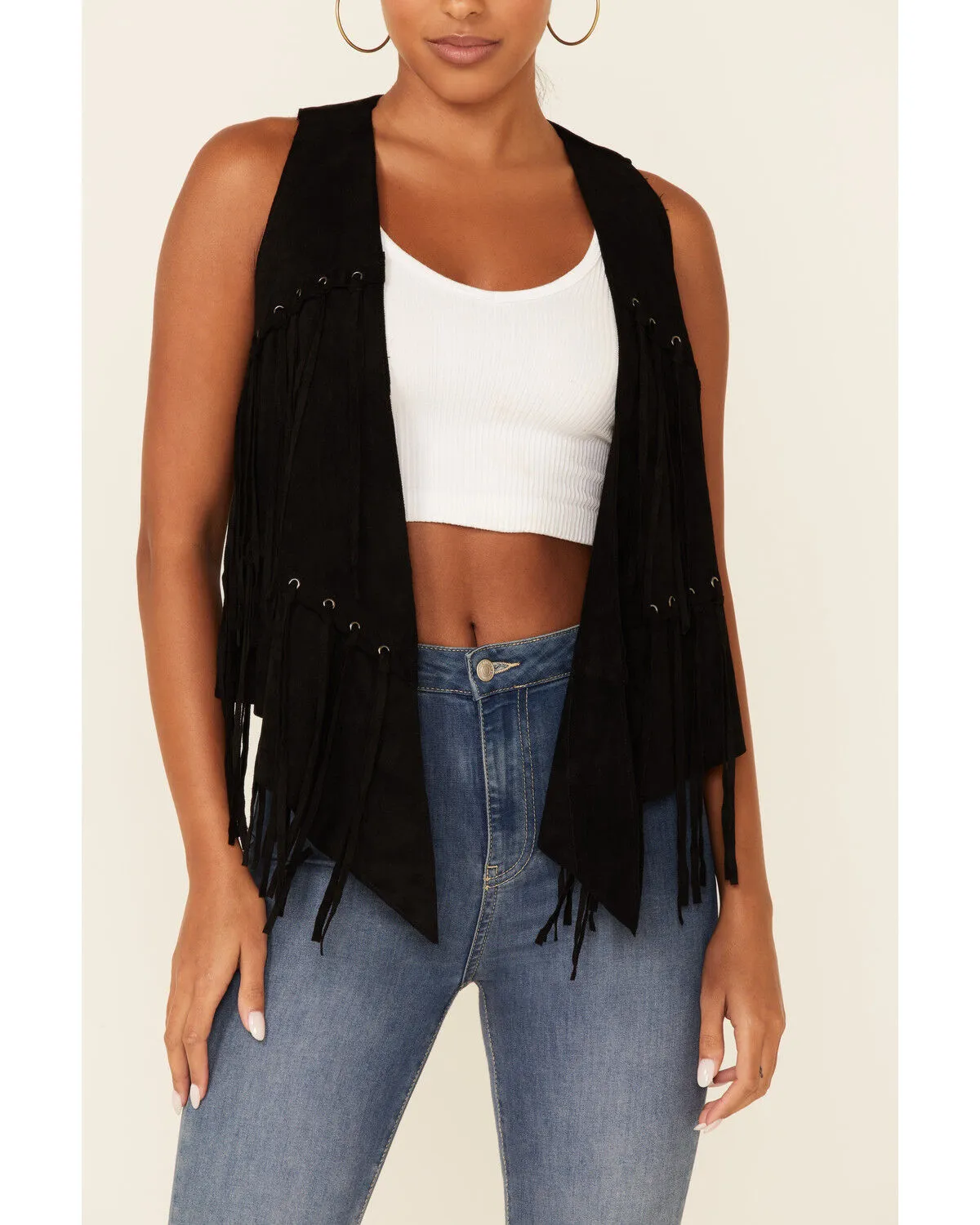 Vocal Women's Faux Suede Fringe Vest