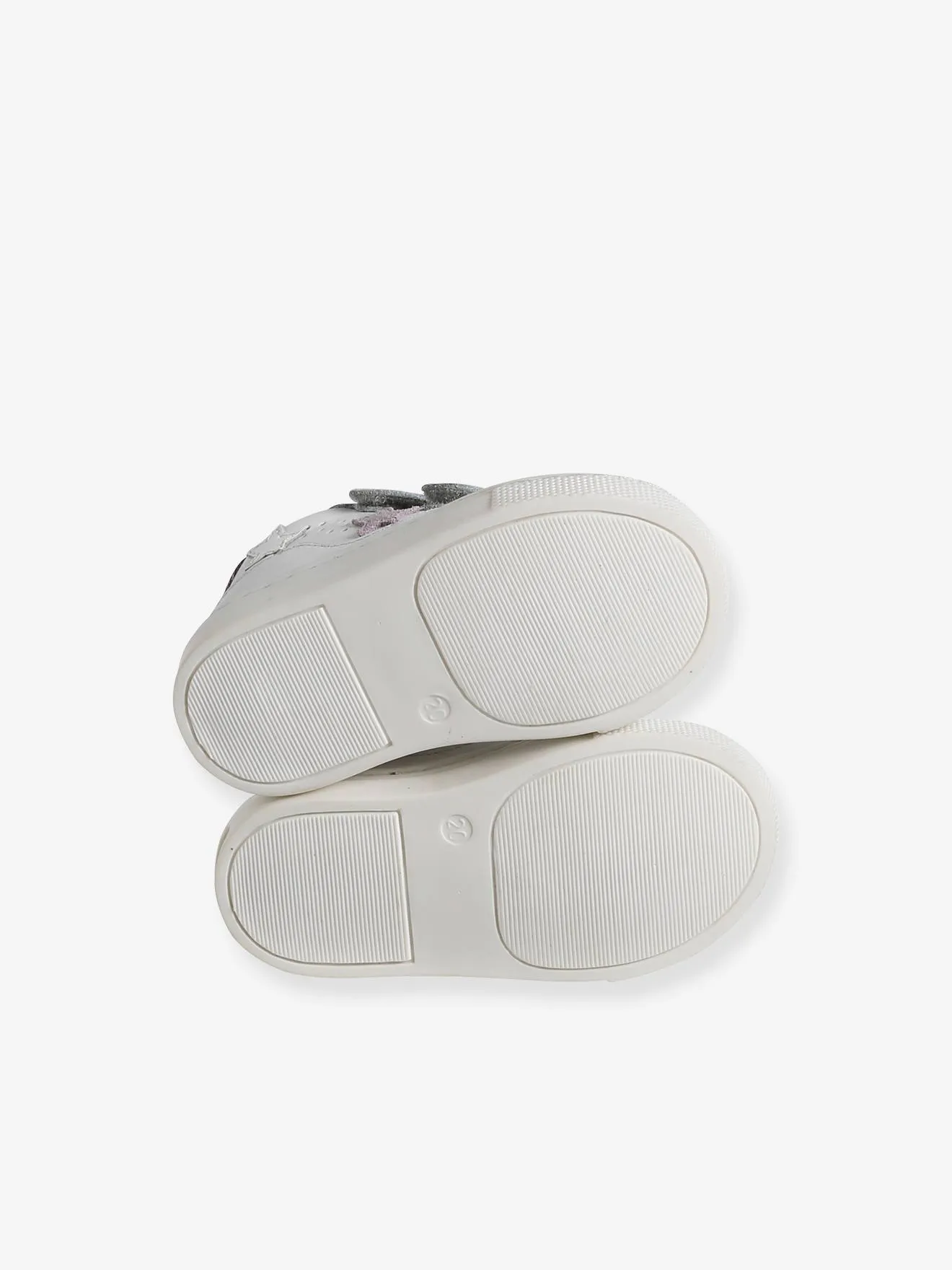 White Leather Trainers with Hook-&-Loop Fasteners for Babies - white