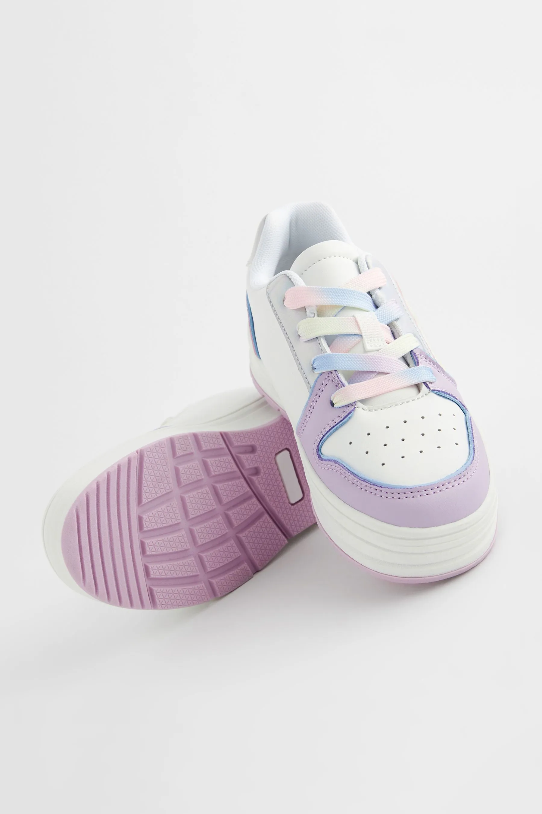 White Rainbow Pastel Chunky Lace Up Skate Trainers