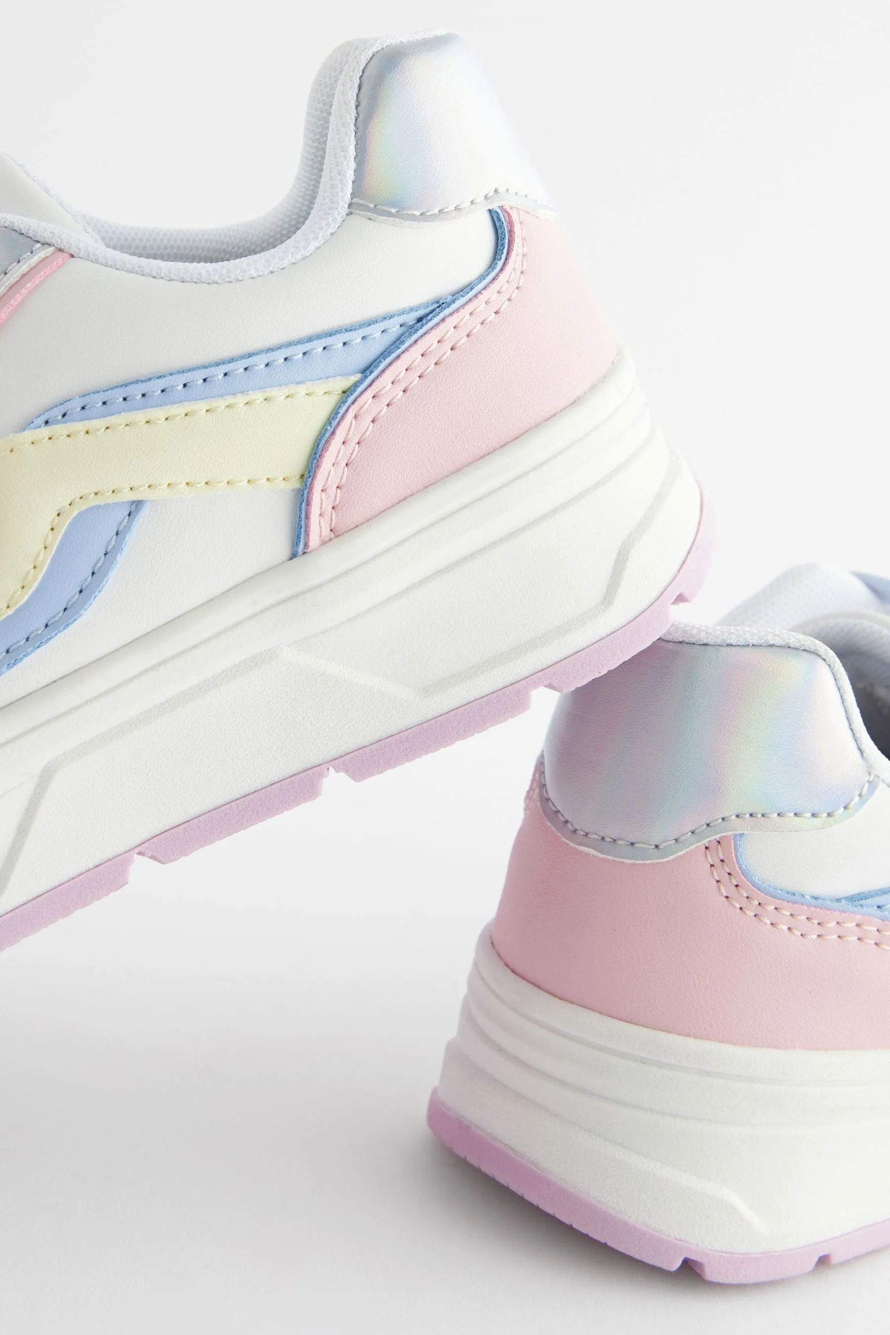 White Rainbow Pastel Chunky Lace Up Skate Trainers