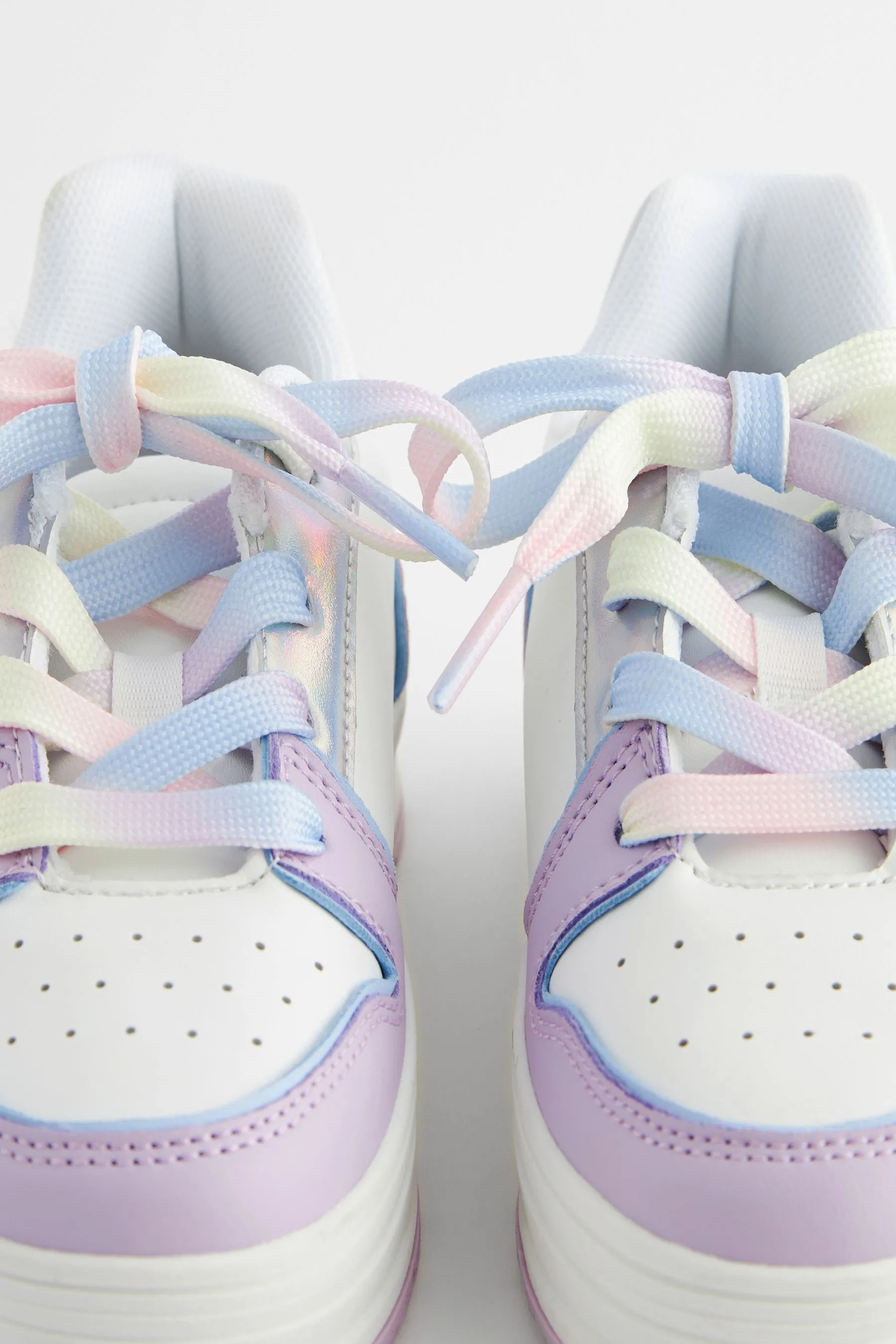 White Rainbow Pastel Chunky Lace Up Skate Trainers