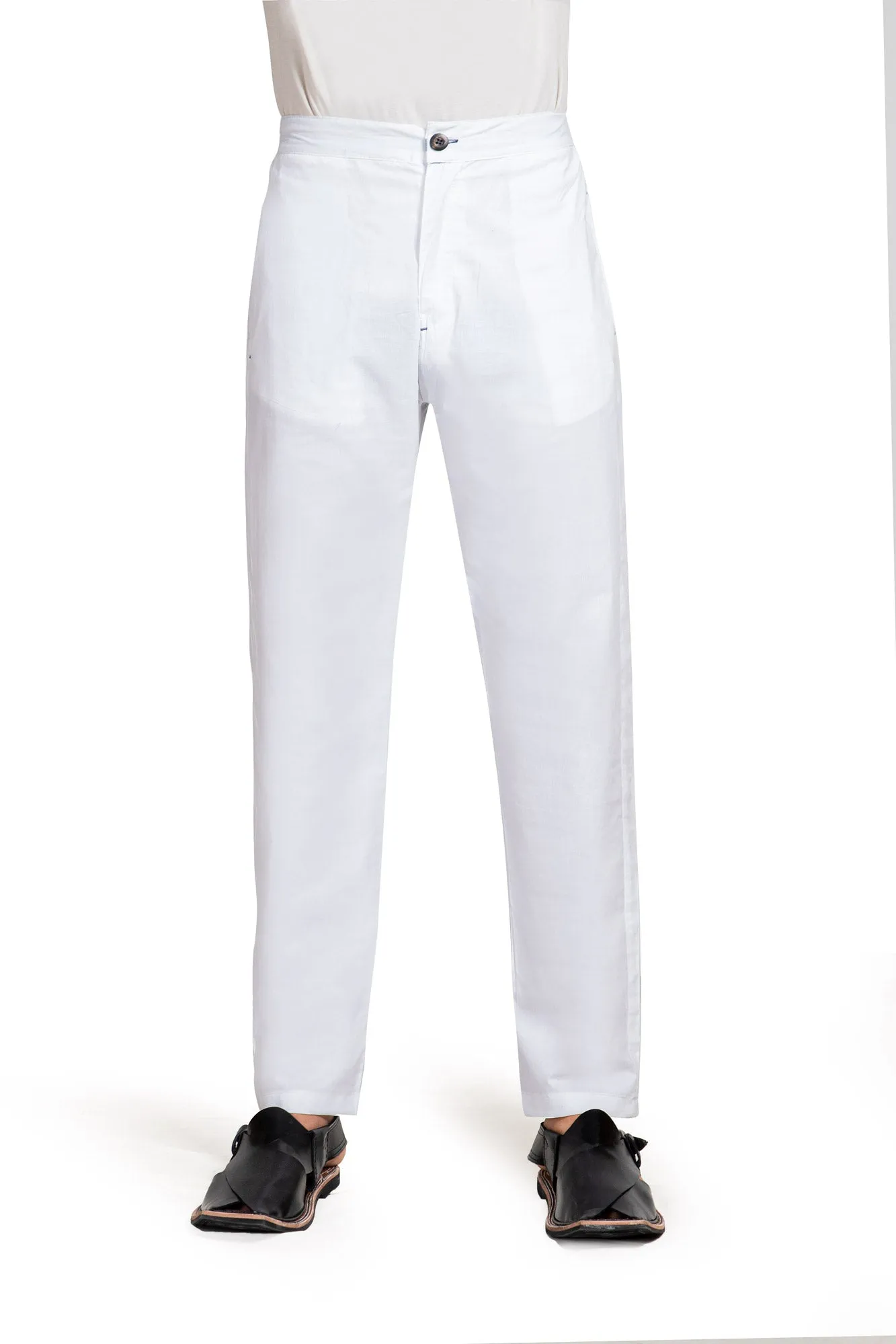 White Straight Trousers