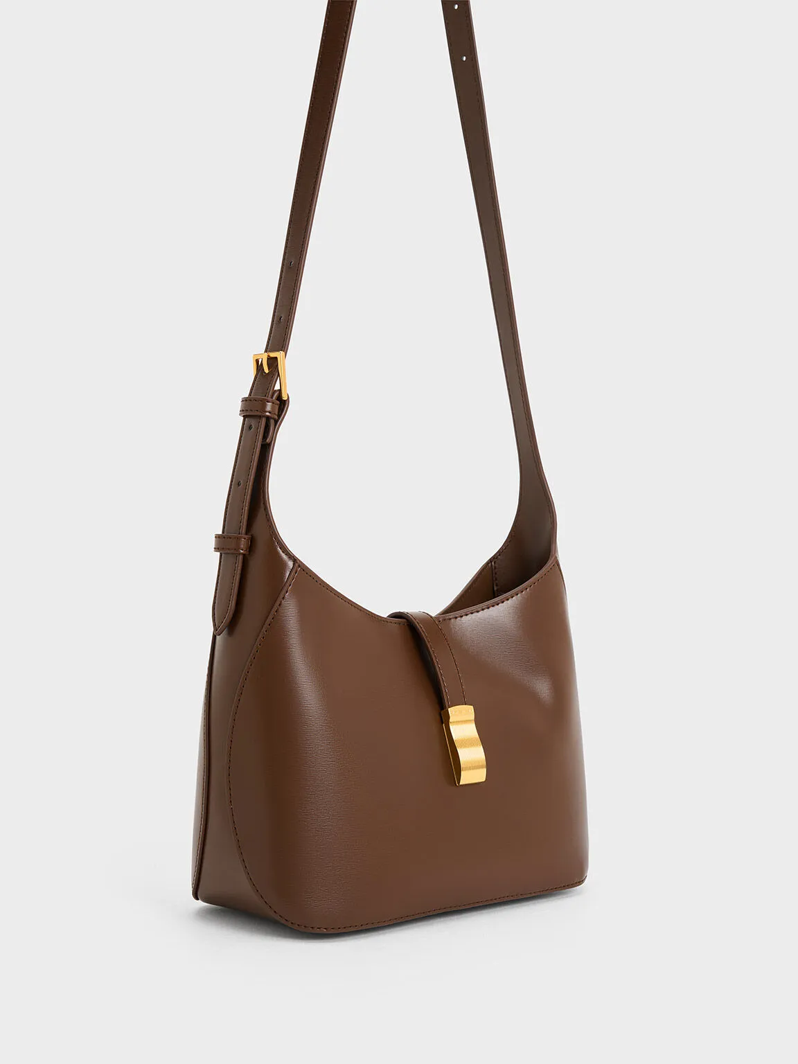 Wisteria Belted Shoulder Bag - Dark Brown