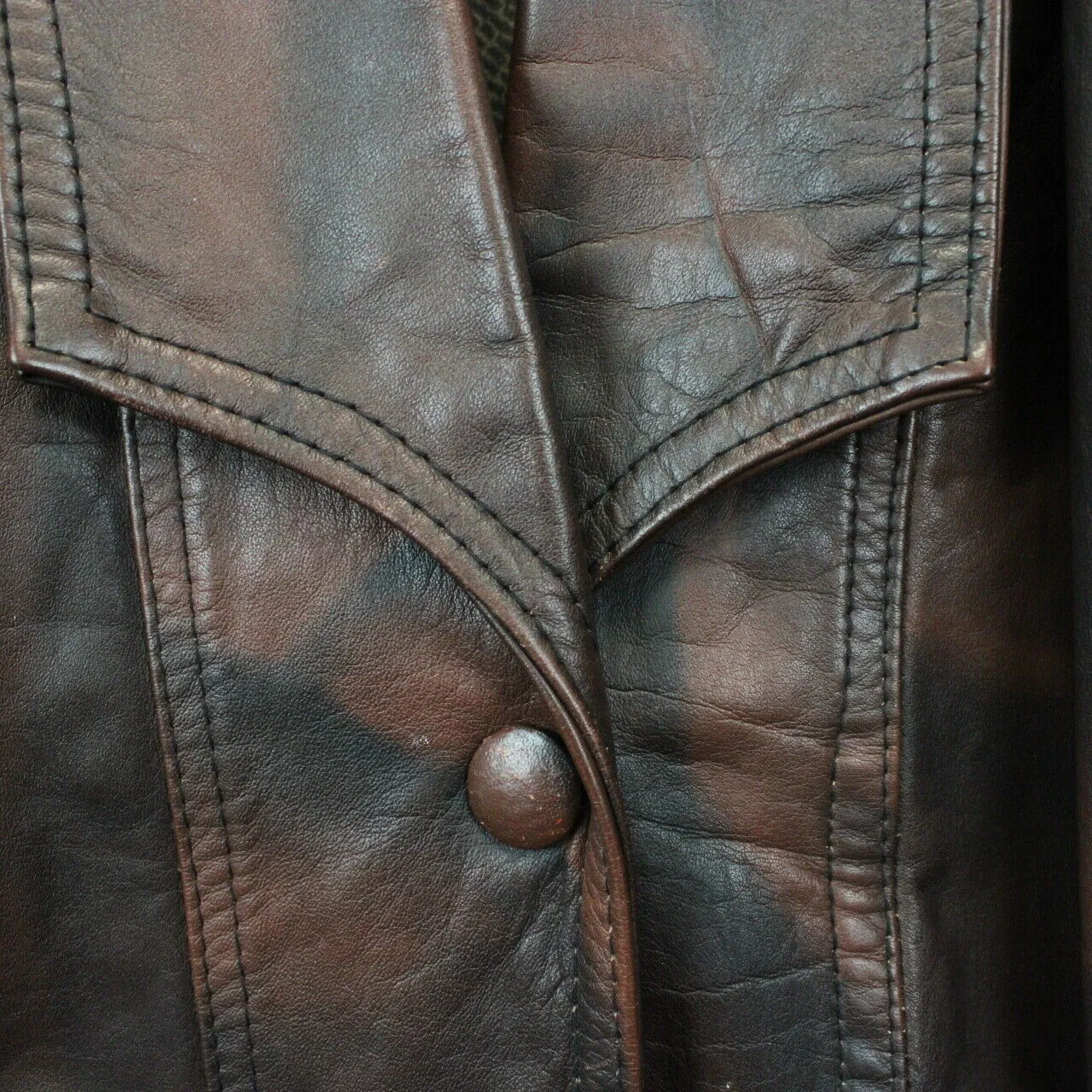 Womens 80s Leather Jacket Brown | Large