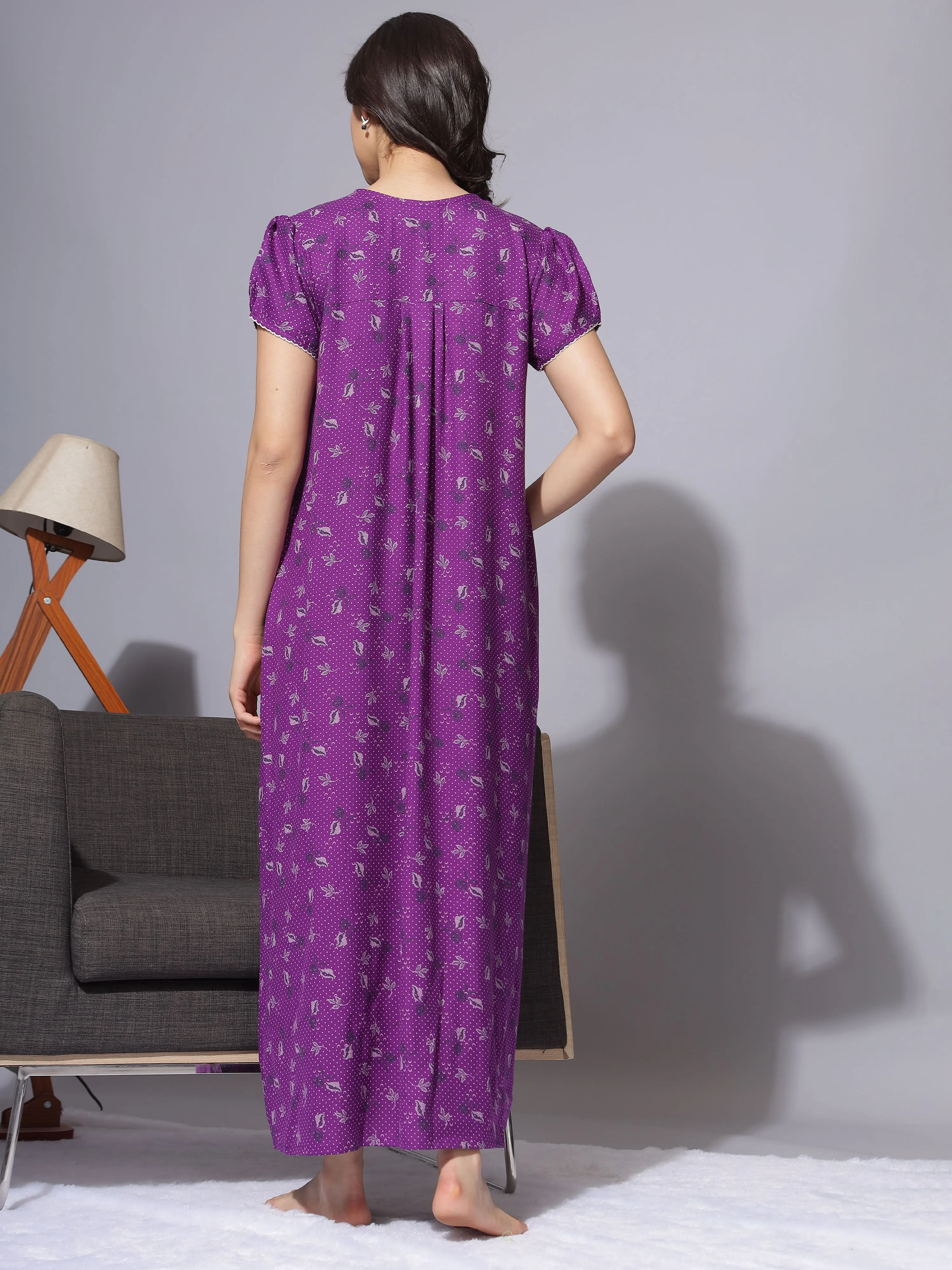 Women's Alpine Maternity/Feeding/Nursing Nighty Violet