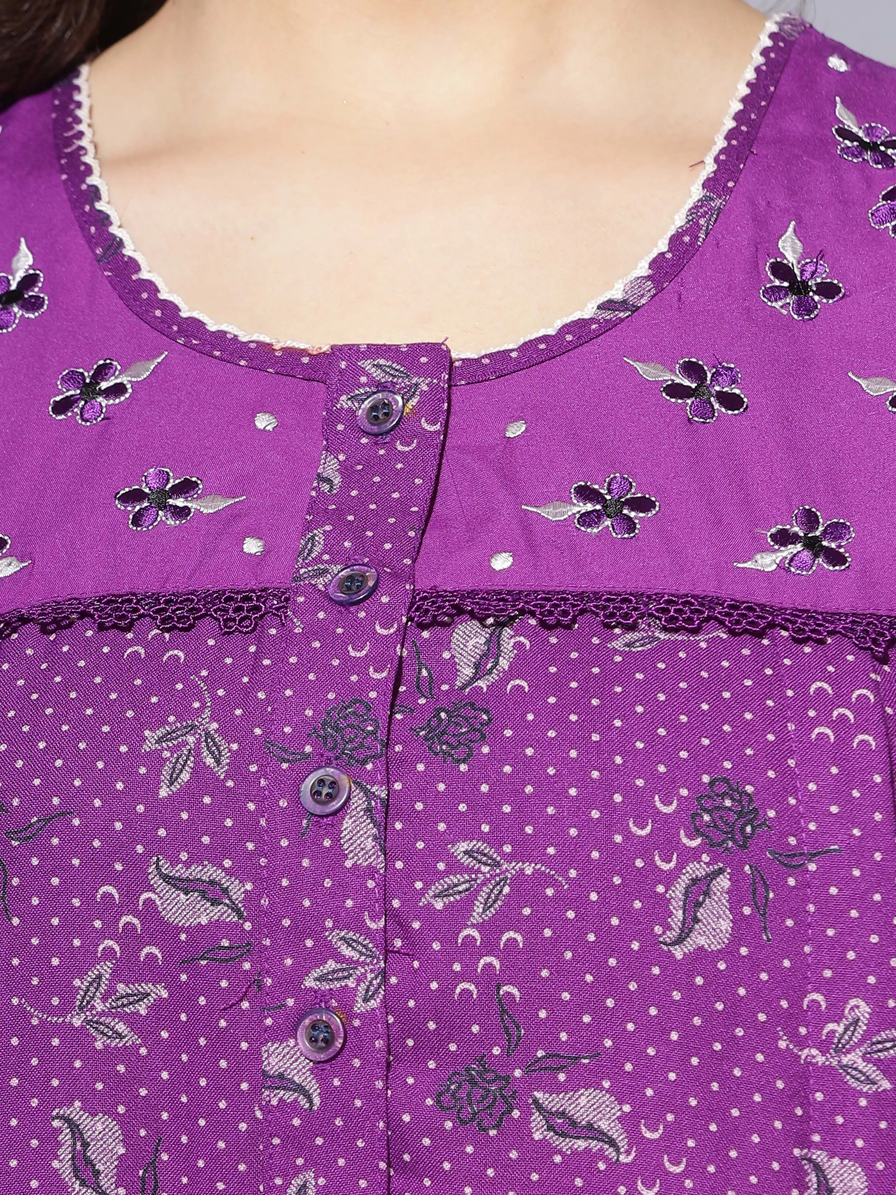 Women's Alpine Maternity/Feeding/Nursing Nighty Violet