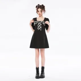 Women's Vintage Black Little Dress with Big Bowknot