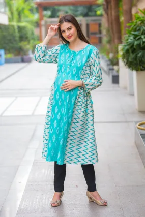 Zig Zag Patterned Maternity & Nursing Kurta