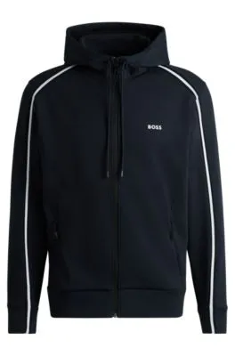 Zip-up hoodie with tape inserts